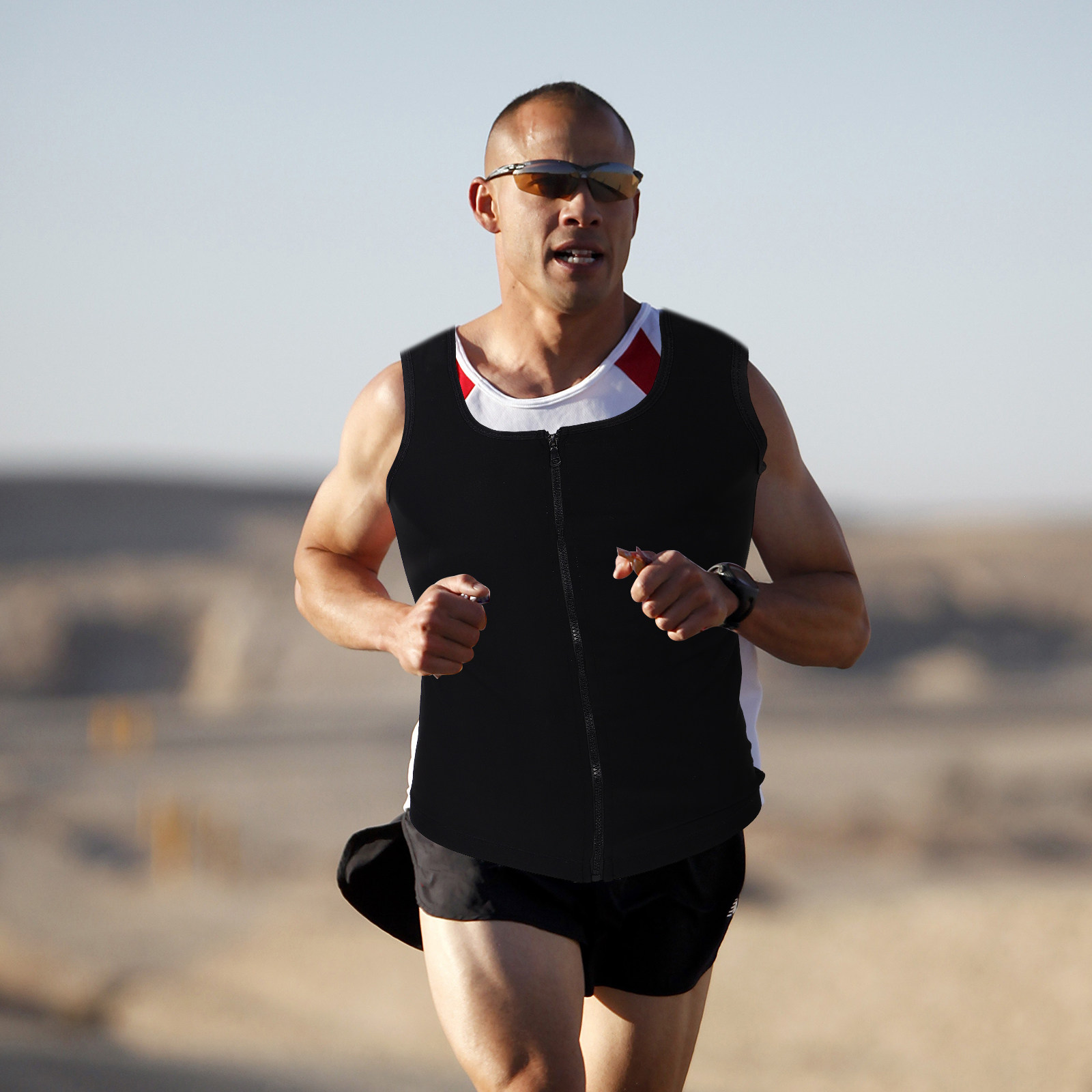 Men Sweat Vest Zipper Slimming - Yoga Fitness For Men 评论和价格