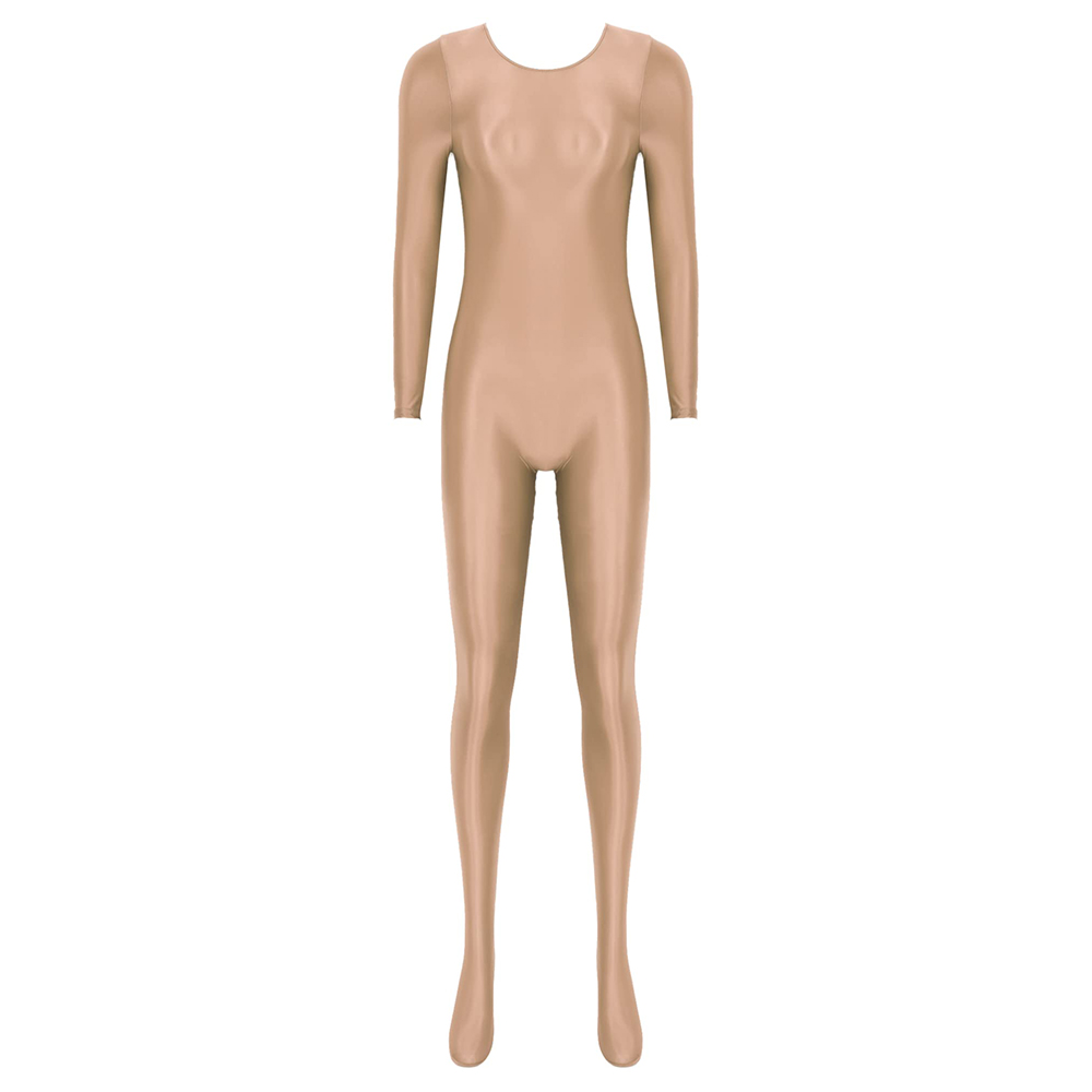 Women Oil Shiny Long Sleeve Pa - Yoga Fitness Jumpsuit 评论和价格