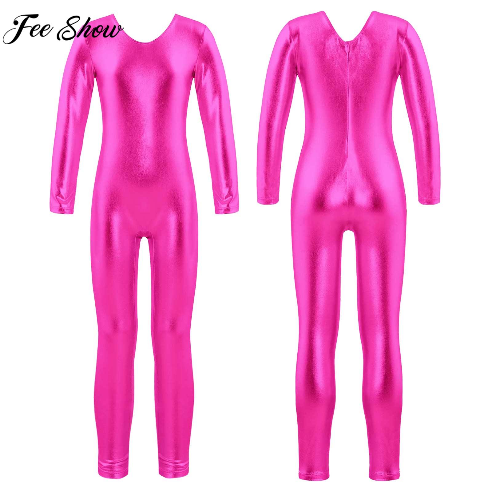 Girls Long Sleeve Zipper Bronz - Yoga Fitness Jumpsuit 评论和价格