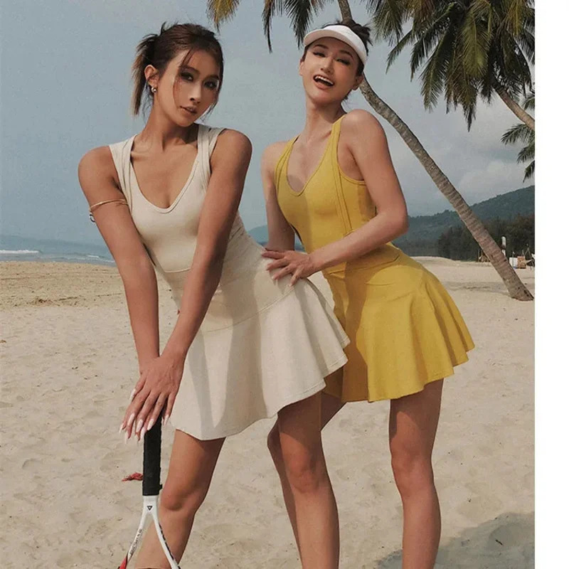 Tennis Dress Female Sleeveless - Yoga Fitness Hoodie 评论和价格